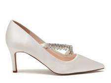 Crystal - Rainbow Club Ivory Satin Diamante Detail Wedding Court Shoes
