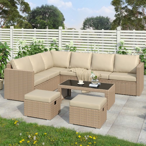Rattan garden furniture set - garden,