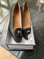 Van Dal shoes size 7 UK, Black Reptile/Lizard style Wedge Court shoes, Worn once