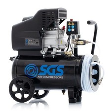 SGS 24L Air Compressor w/ Integrated Hose Reel, Dual Outlet 2.5HP 9.5CFM Compact