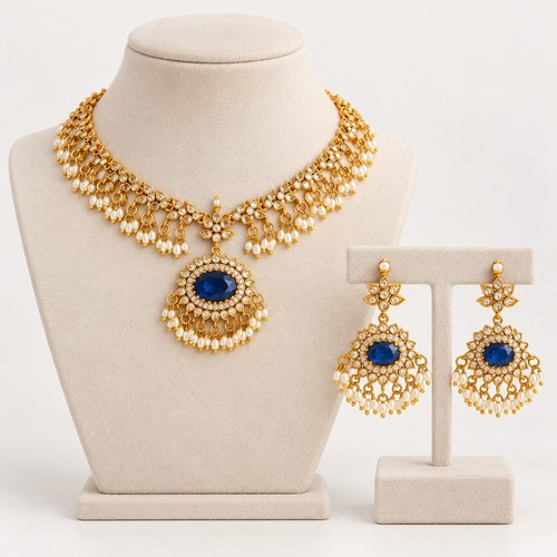 South indian kundan necklace - kundan,