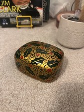 Vintage Antique 1950s Papier Mache Christmas Handmade Trinket Box