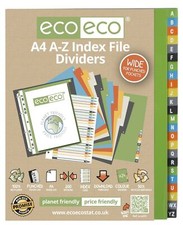 A4 A-Z File Dividers For Ring Binders Alphabet Extra Wide - 50% Recycled Plastic