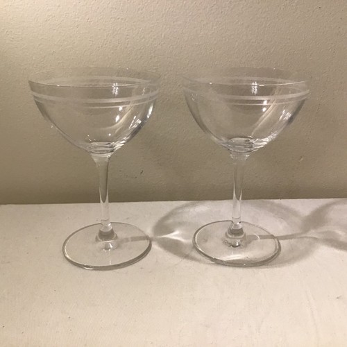 Pair vintage crystal - of, glass