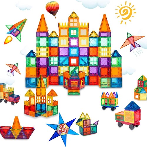 34pcs magnetic building blocks - magnetic,