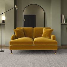 Mustard Velvet 2 Seater Sofa -
