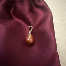 Sarah Faberge Egg Pendant 18k Gold with Red Enamel