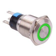 Green LED 16mm Latching Vandal