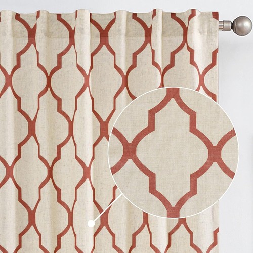 Linen curtains moroccan tile - linen,