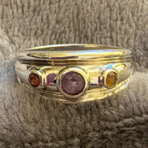 Silver band ring with - ring, 3