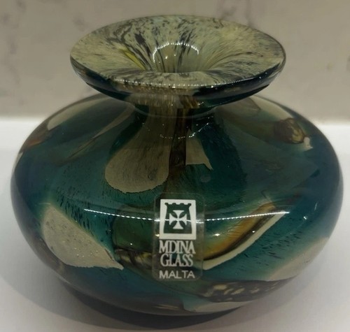 Mdina glass squat vase - vase, malta