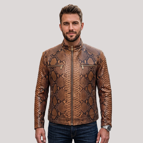 Genuine brown leather - genuine, snake
