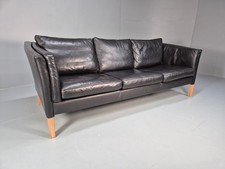 Vintage 3 Seater Sofa Black Leather Danish Mid Century Style  EB10712 M3SS