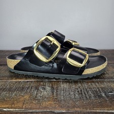 Birkenstock Arizona Big Buckle Womens Size 6 EU 37 Narrow Sandals Black Gold