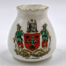 VINTAGE CLIFTON CHINA CRESTED WARE MODEL OF VASE / URN / POT - NOTTINGHAM CREST