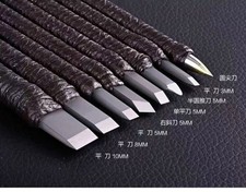 8Pc Sharp Tungsten Steel Carving Set for Wood Stone Seal Carving With Bag