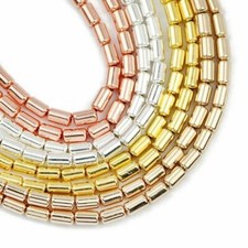 Hematite Beads For Jewellery Making Non Magnetic 50pcs Cylinder Tube 4x2mm