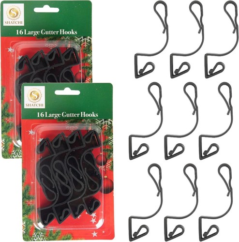 32pcs large gutter hooks black - 32pcs,