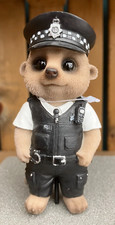 Baby Meerkat Policeman Pot Pal Resin Garden Ornament Vivid Arts Height 10.5 cm