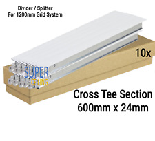 10x White Cross Tee Section 600mm x 24mm Suspended Ceiling Grid System Divider