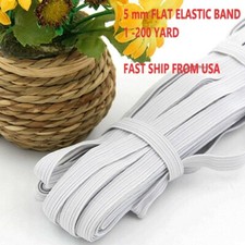 5mm 1/4" Inch Width Flat Elastic Band 100 Yard Sewing Trim DIY Face Mask String