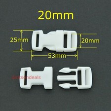 White Delrin Plastic Side Release Buckles Clips for Webbing Straps Bags  20-50mm