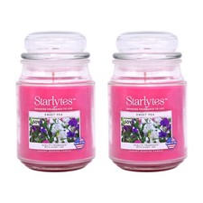 2x Starlytes 510g Large Glass Jar Candle (125hr Burn Time) - Sweet Pea