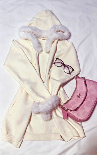 Women white hooded knit - women's,