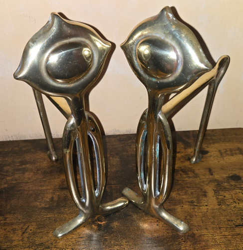 Pair brass art nouveau - a,