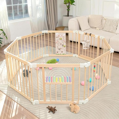 Ulnxiy wooden baby playpen - wooden,