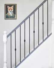 Deluxe Set of 2 Black Stair Spindles - Pattern 8 With or Without Brackets