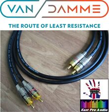 0.5m Pair - Van Damme RCA Phono Cables - Pro Grade Silver Plated Pure OFC Black