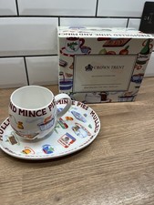 Crown Trent Mulled Wine & Mince Pies Bone China Mug & Tray Snack Set Unused