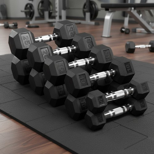 Hex dumbbells weights rubber - dumbbells,