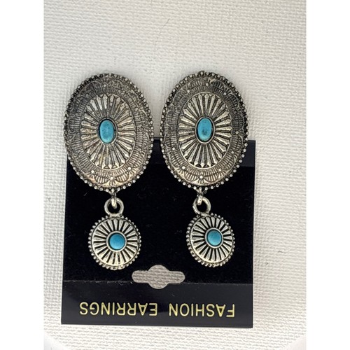 Earrings silver tone turquoise