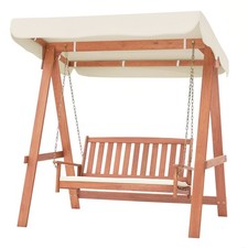 Porch Swing Outdoor 2-Seat Swing Bench W/ Canopy & Cushions for Poolside Graden