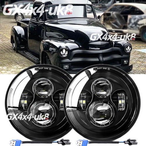 Pair round led headlights - 7",