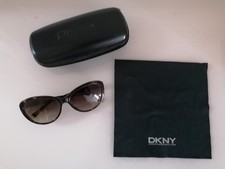 DKNY Women's Sunglasses Brown Tortoise Cat Eye with Original Case VG Condition