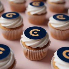 24 Custom Logo Cupcake or Cookie Toppers Edible Wafer Paper, Icing Sheet, Brand