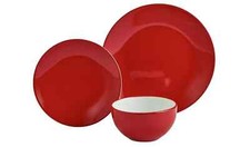 12pc Red Dinner Set Stoneware Tableware Dinnerware Plates Bowls 4 Place Setting