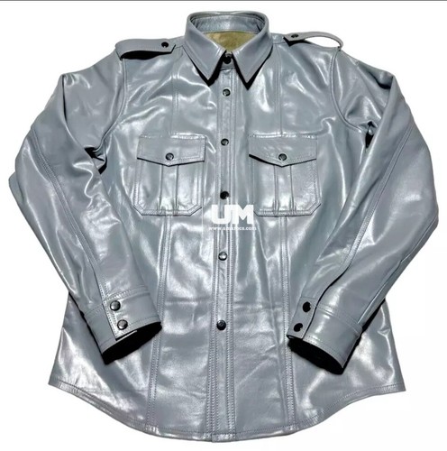 Men genuine grey leather - genuine,