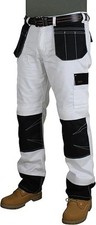 HASHOOB TRADING FZE Men’s Painter Work Trousers Multi Pocket White Trousers