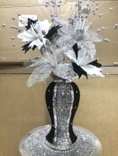 Black Silver Vase With Flowers