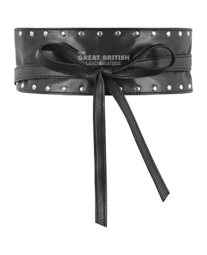 Ladies leather obi tie - ladies,