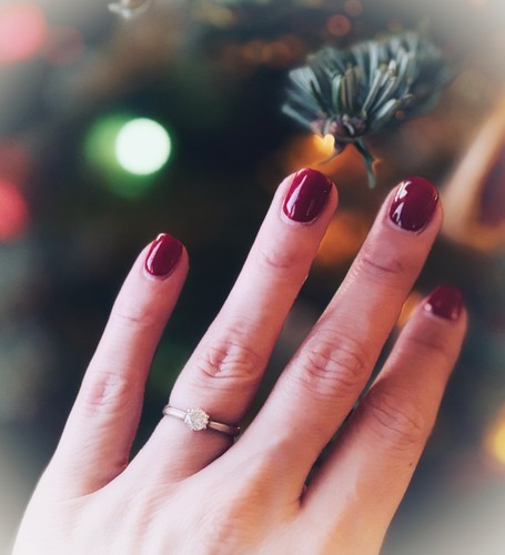 Engagement ring white - white, gold