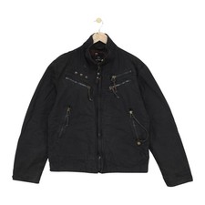 Diesel Bomber Jacket Mens Size XL Grey Utility Pocket Full Zip Biker