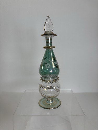 Vintage green glass perfume - vintage,