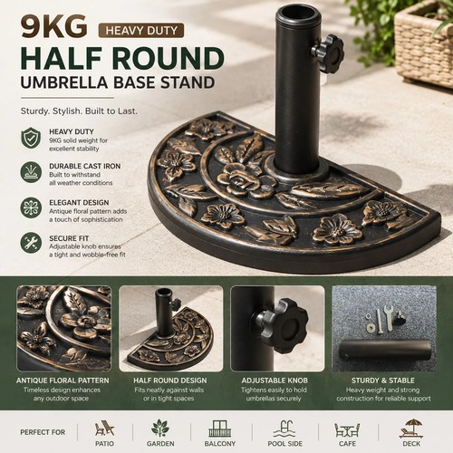 9kg half round parasol - 9kg,