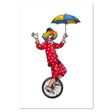 'Unicycle Clown' Wall Posters