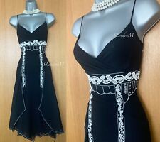 Karen Millen UK 10 Silk Black Beaded Charleston Downton Flapper Cocktail Dress